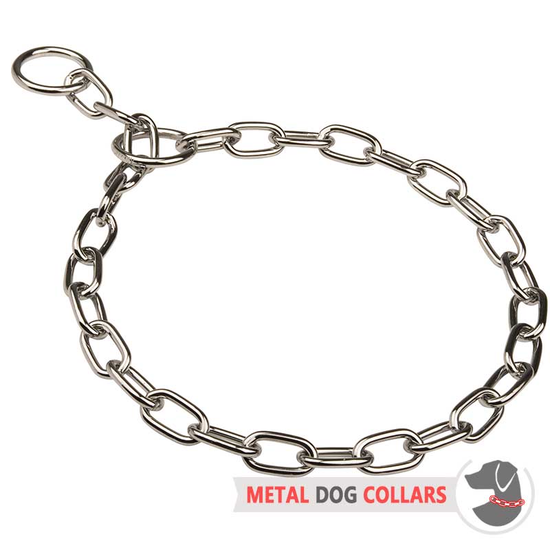 Choke Fur Saver Dog Collar Chrome Plated Steel Width 3.4mm [HS141091