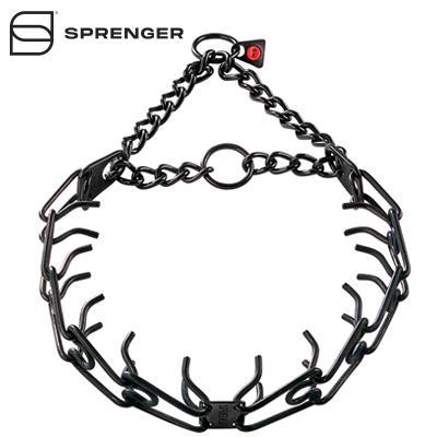 Black Stainless Steel Prong Collar with Center-Plate and Assembly Chain (4.0mm x 25 inches)
