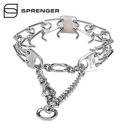 Chrome Plated Dog Pinch Prong Collar with a Swivel and a Small Quick Release Snap Hook (3.0mm x 21 ⅗ in) Herm Sprenger