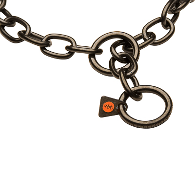 Black Stainless Steel Medium Sized Link Chain Collar - 4.0mm