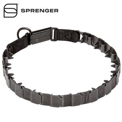 Black Stainless Steel Neck Tech SPORT Dog Prong Collar with a Click-Lock (ClicLock) Buckle - 19 inches (48 cm) long