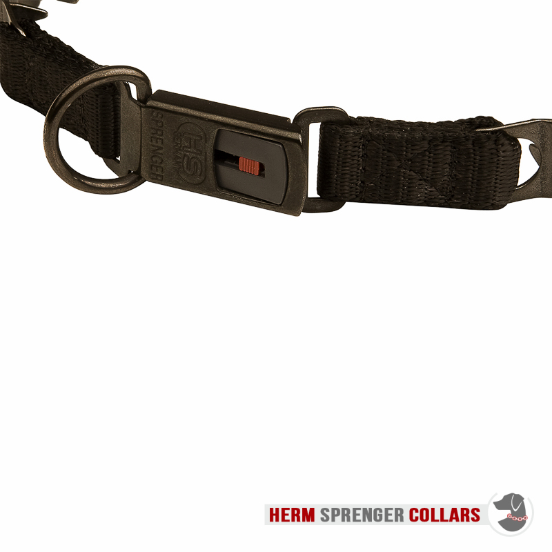 Black Stainless Steel Neck Tech SPORT Dog Prong Collar with a Click-Lock (ClicLock) Buckle - 19 inches (48 cm) long
