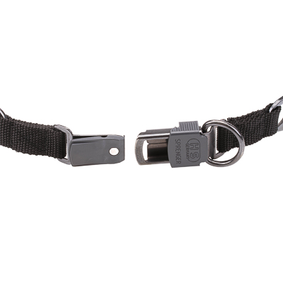 Black Stainless Steel Pinch Prong Collar with Center-Plate and Click-Lock Buckle (4 mm x 23 ⅗ inches)
