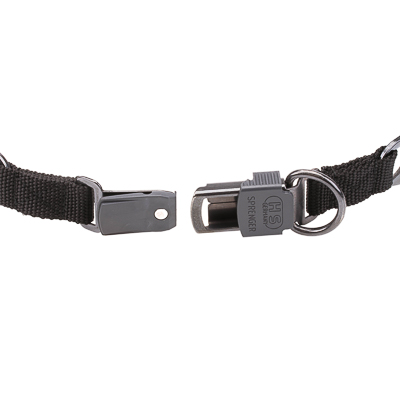 Black Stainless Steel Pinch Prong Collar with Click-Lock Buckle and Nylon Loop (2.25mm x 16 inches)
