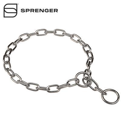 Chrome Plated Medium Sized Link Chain Collar with Fur Saving Links - 3.4 mm