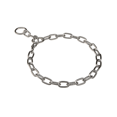 Chrome Plated Medium Sized Link Chain Collar with Fur Saving Links - 3.4 mm