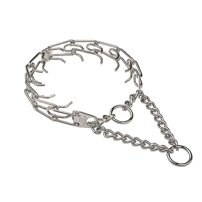 Chrome Plated Pinch Prong Collar with Center-Plate and Assembly Chain (4 mm x 25 in) Herm Sprenger