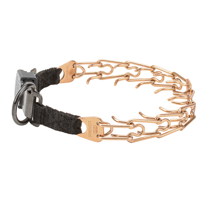 Curogan Pinch Prong Collar with Center-Plate and  Click Lock Buckle (2.25mm x 16 inches)