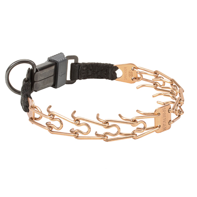 Curogan Pinch Prong Collar with Center-Plate and  Click Lock Buckle (2.25mm x 16 inches)