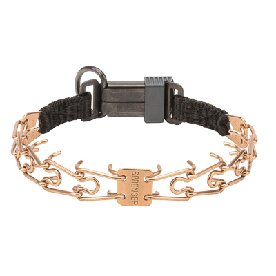Curogan Pinch Prong Collar with Center-Plate and  Click Lock Buckle (2.25mm x 16 inches)