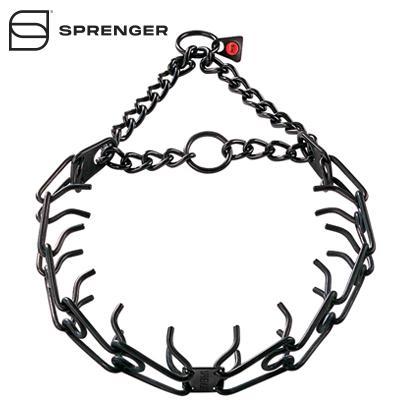 Black Stainless Steel Prong Collar with Center-Plate and Assembly Chain (3.2 mm x 23 inches)