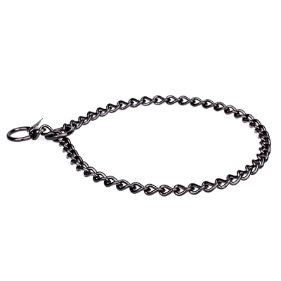 Black Stainless Steel Short Link Chain Collar with Round Chain - 3.0mm