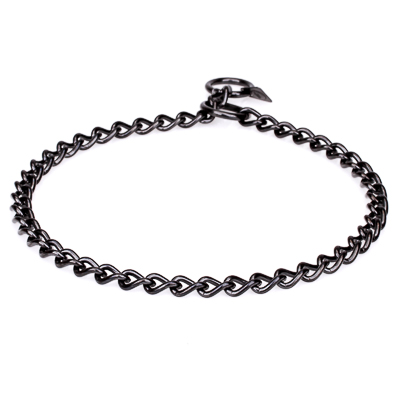 Black Stainless Steel Short Link Chain Collar with Round Chain - 3.0mm