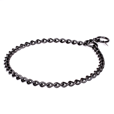 Black Stainless Steel Short Link Chain Collar with Round Chain - 3.0mm