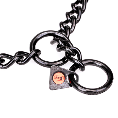 Black Stainless Steel Short Link Chain Collar with Round Chain - 3.0mm