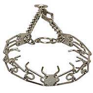 Dog pinch collar with swivel and small quick release snap hook Dog pinch collar with swivel and small quick release snap hook