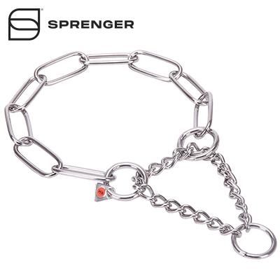 Stainless Steel Long Link Chain Collar with Limited Traction Effect - (4.0 mm)