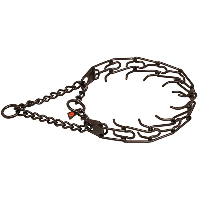 Black Herm Sprenger Ultra Plus Prong Collar with Center-Plate and Assembly Chain 4 mm x 25 inches 