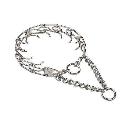Chrome Plated Pinch Collar with Center-Plate and Assembly Chain (3.2 mm x 23 inches)