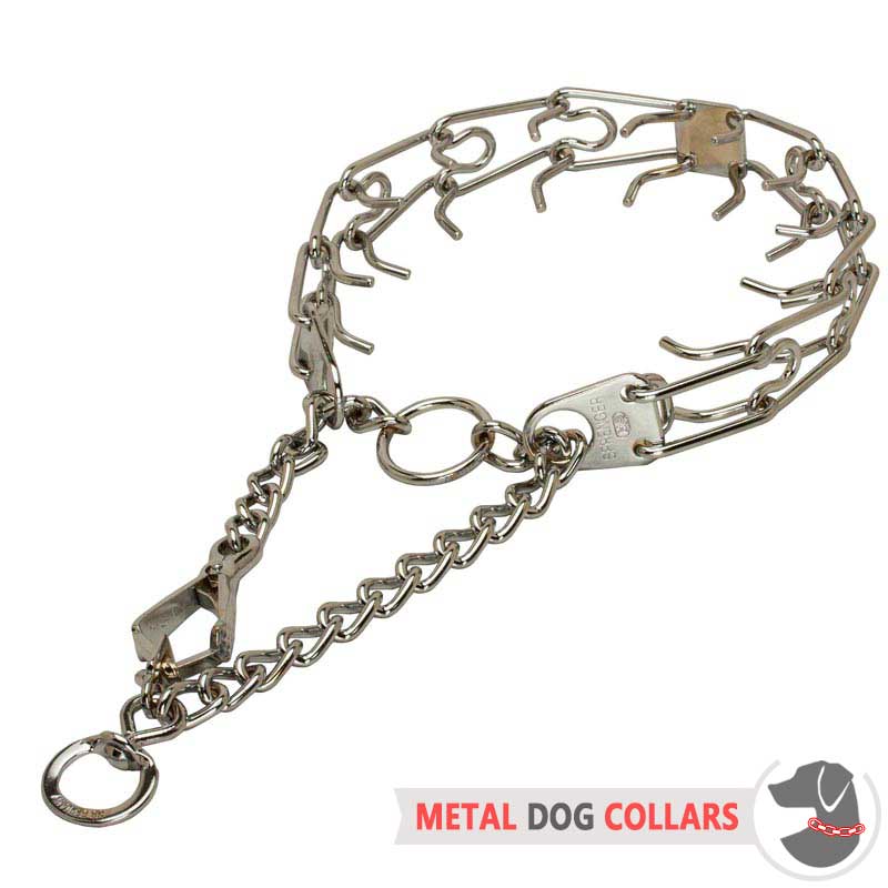 Dog Prong/Pinch collar with swivel &small quick release snap hook [HS33