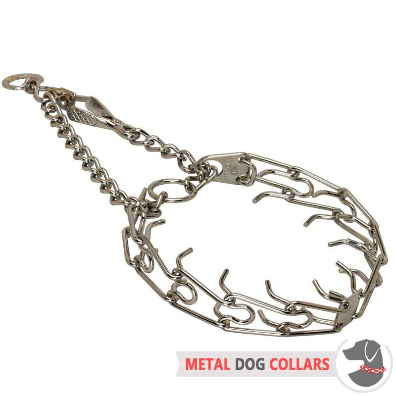 Dog pinch collar with swivel and small quick release snap ...