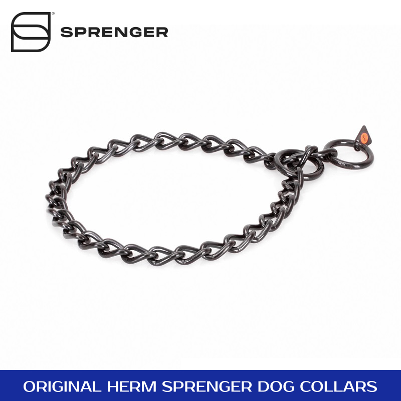 Black Stainless Steel Dog Choke Collar - 1/6 inch (4 mm) wire diameter