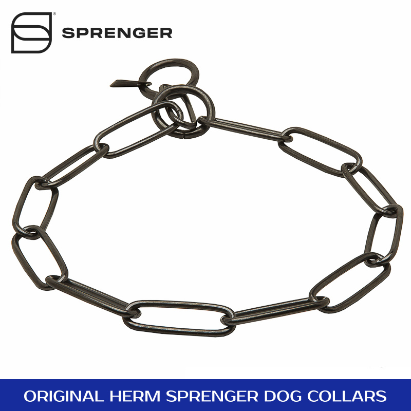 Black Stainless Steel Chain Collar with Long Links - 3.0 mm
