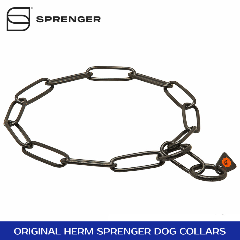 Herm Sprenger Black Stainless Steel English Bulldog Fur Saver Collar 1/9 inch 40-43 cm 50 cm link diameter Size 19 inch 3 mm for Dogs with Neck Size of 16-17 inch