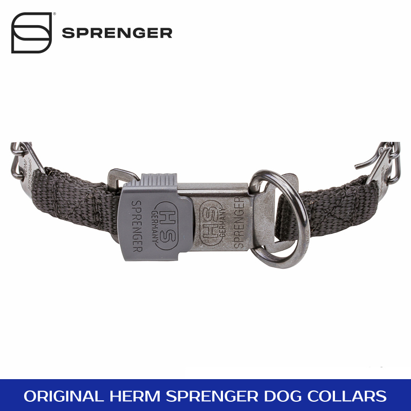 Black Stainless Steel Pinch Prong Collar with CenterPlate and Click