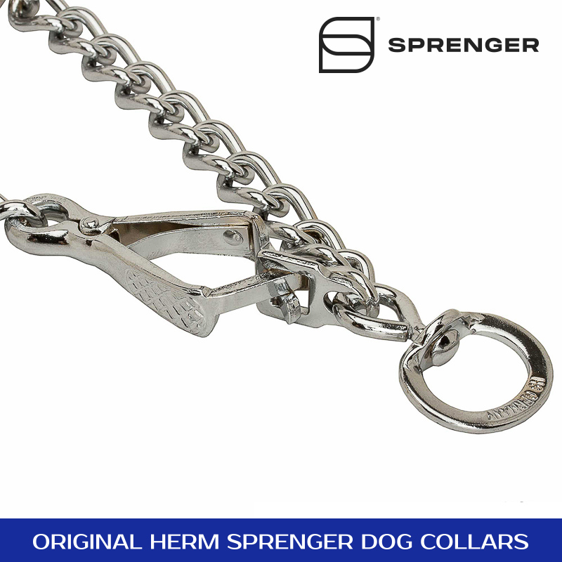 Chrome Plated Prong Collar with Swivel and Quick Release Snap Hook (4 mm x 25 in) Herm Sprenger