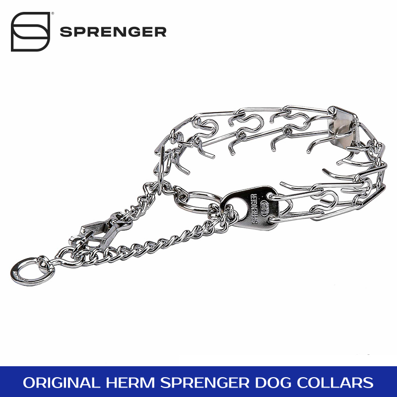 "Manners Fighter" Chrome Plated Prong Collar with Swivel and Quick Release Snap Hook (4 mm x 25 inches)