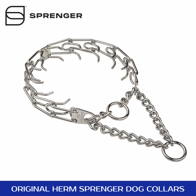 Chrome Plated Pinch Prong Collar with Center-Plate and Assembly Chain (4 mm x 25 in) Herm Sprenger