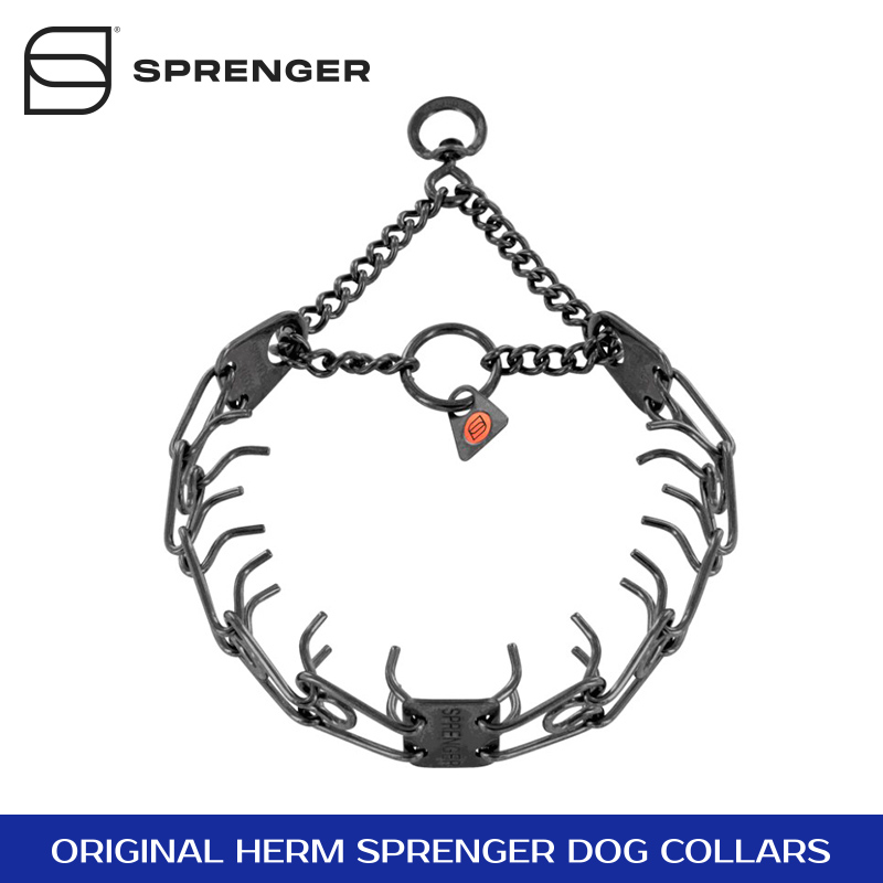 Black Stainless Steel Prong Collar with Swivel (3.2 mm x 23 inches