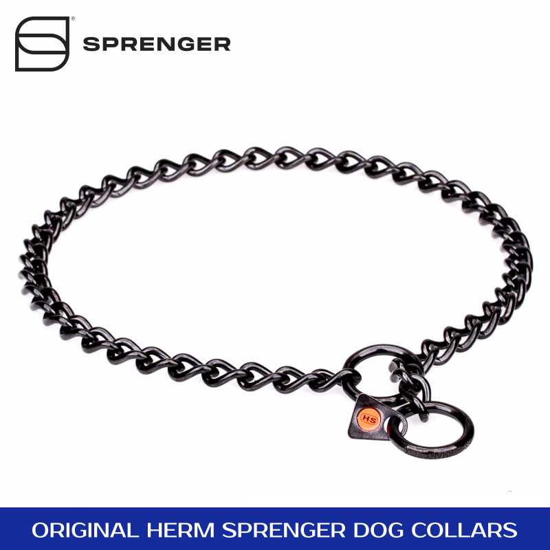 Herm Sprenger Black Stainless Steel English Bulldog Fur Saver Collar 1/9 inch 40-43 cm 50 cm link diameter Size 19 inch 3 mm for Dogs with Neck Size of 16-17 inch