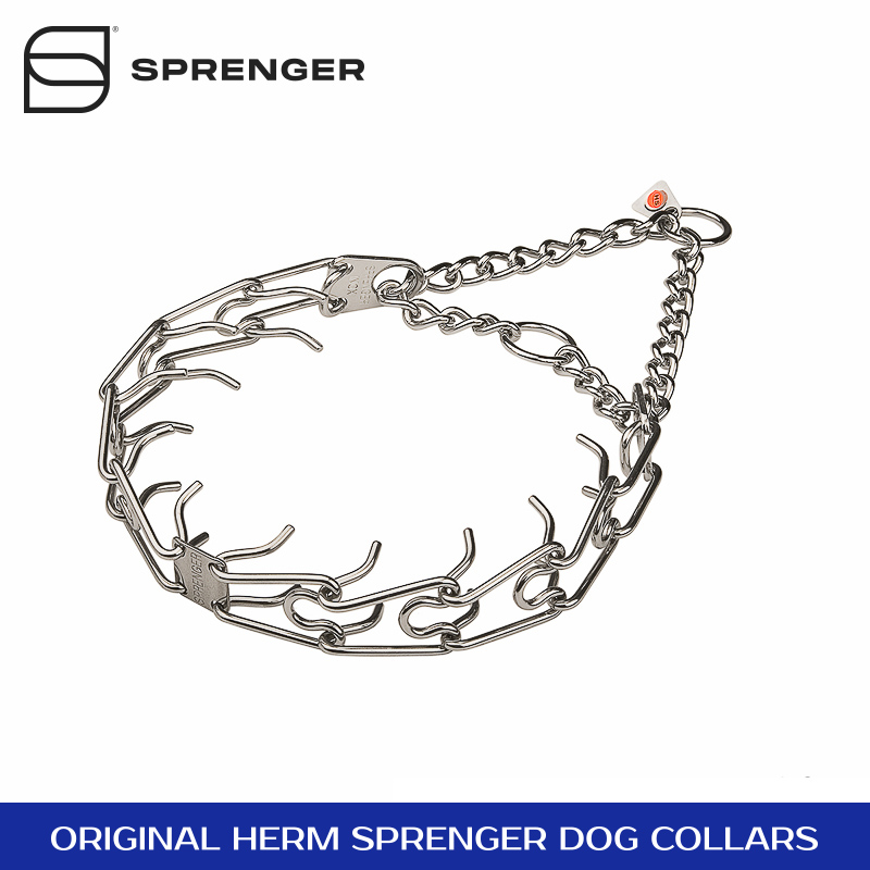 Strict Trainer Stainless Steel Pinch Collar With Center Plate And Stainless Steel Pinch Collar