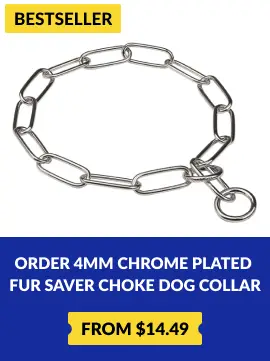 order 4mm chrome plated fur saver choke dog collar